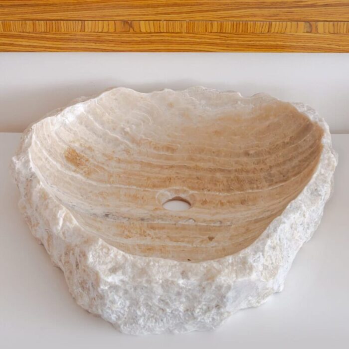 Honey Onyx Stone Rustic Vessel Sink NTRVS21 random size angle view