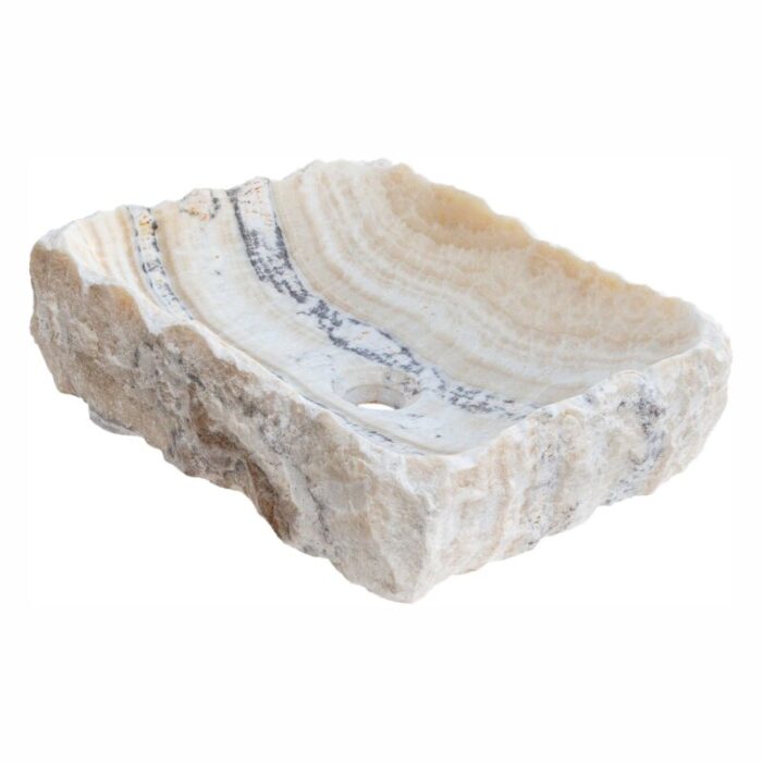 Honey onyx natural stone rectangular sink NTRSTC55 W 13 L16 H5.5 angle view