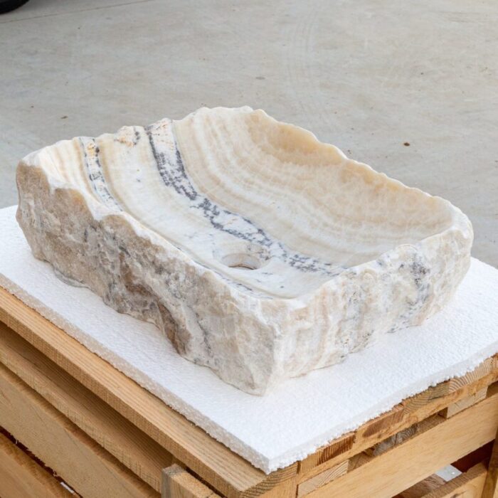 Honey onyx natural stone rectangular sink NTRSTC55 W 13 L16 H5.5 angle view2