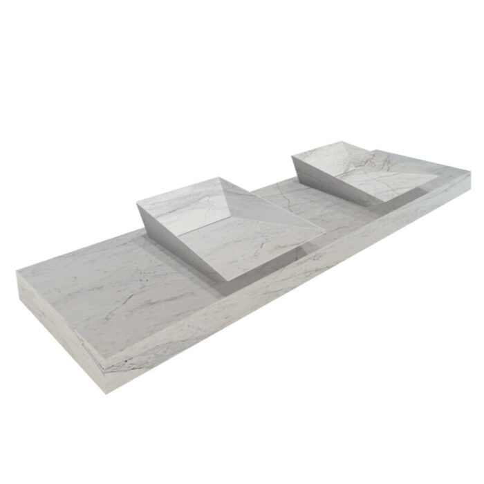 Imperial White Marble Vanity Wall mount Rectangular Bathroom Double Sink above vanity W 21 L 80 H 8 product shot