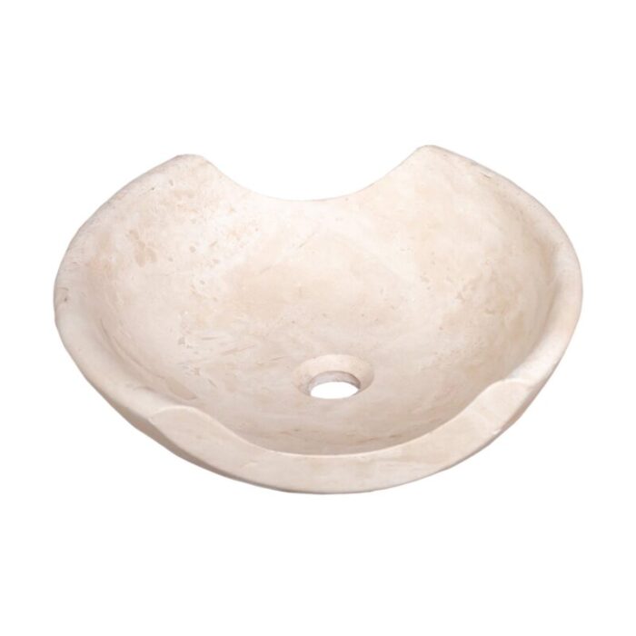 Light Travertine Stone Special Design Vessel Sink NTRSTC18 W16 L16 H6 angle view2