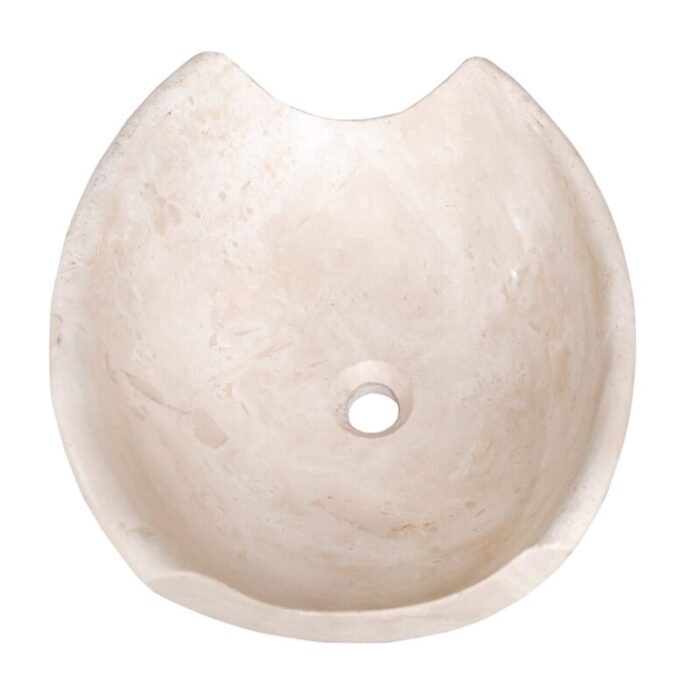 Light Travertine Stone Special Design Vessel Sink NTRSTC18 W16 L16 H6 angle view3