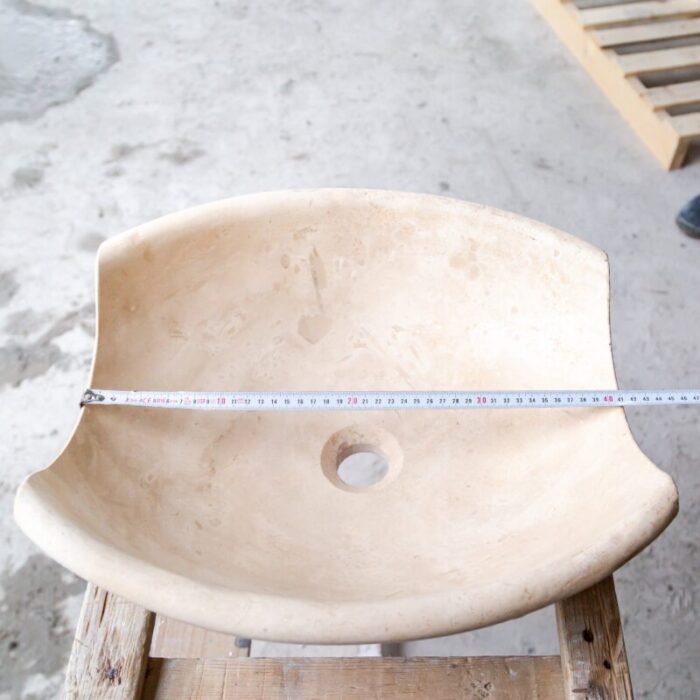 Light Travertine Stone Special Design Vessel Sink NTRSTC18 W16 L16 H6 length measure view