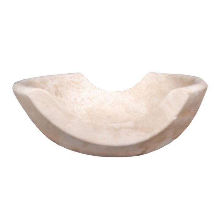 Light Travertine Stone Special Design Vessel Sink NTRSTC18 W16 L16 H6 profile view