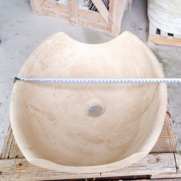 Light Travertine Stone Special Design Vessel Sink NTRSTC18 W16 L16 H6 width measure view