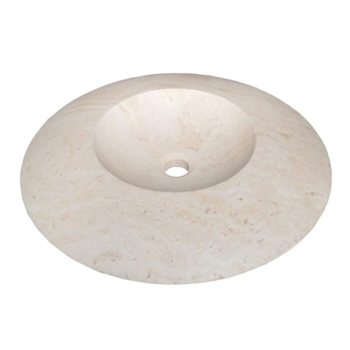 Light Travertine Stone Ufo Shape Vessel Sink NTRSTC17 D21 H6 angle view