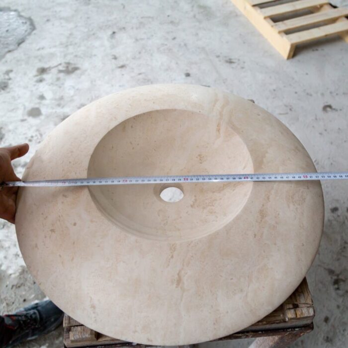 Light Travertine Stone Ufo Shape Vessel Sink NTRSTC17 D21 H6 outer diameter measure view view