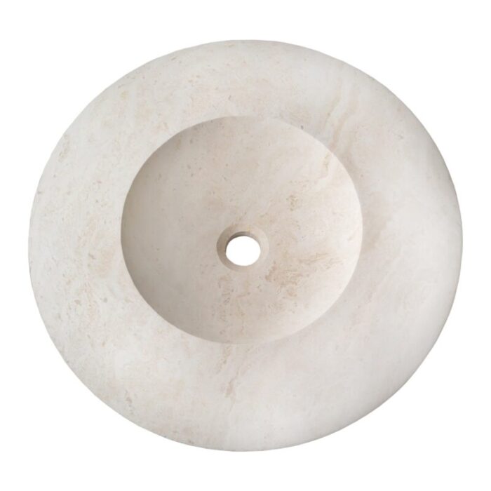 Light Travertine Stone Ufo Shape Vessel Sink NTRSTC17 D21 H6 top view