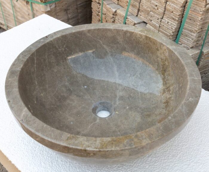 Maya Grey Marble drop in self rimming sink YEDSIM02 D16 H6 polished angle view