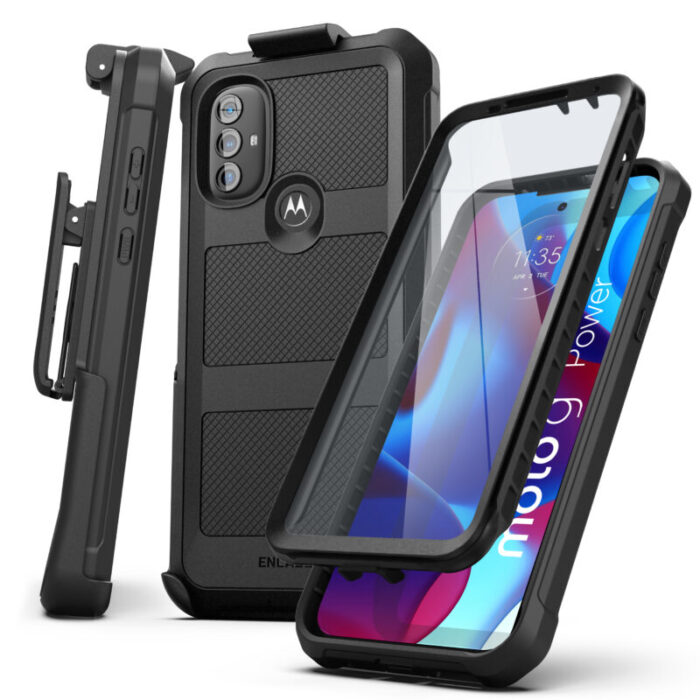 Moto G Power 2022 Falcon Shield Case with Belt Clip Holster FS222BKHL