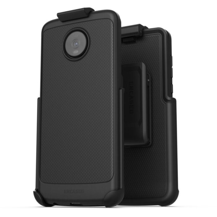 Moto Z4 Thin Armor Case and Holster Black Black TA86BK HL