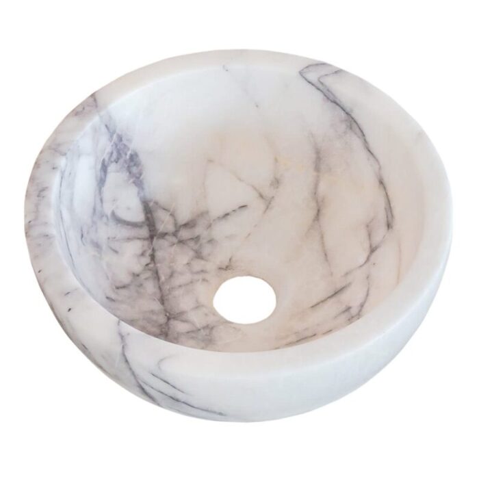 New york white marble round sink NTRVS40 D12 H5 angle view