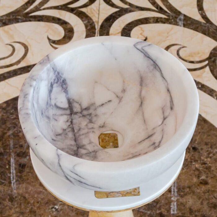 New york white marble round sink NTRVS40 D12 H5 angle view2