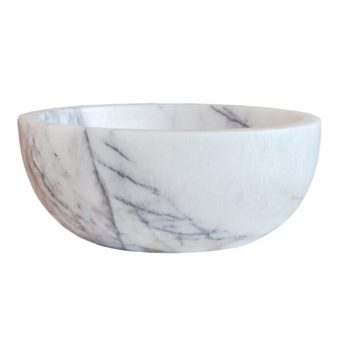 New york white marble round sink NTRVS40 D12 H5 side view