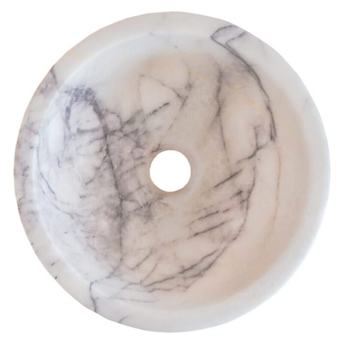 New york white marble round sink NTRVS40 D12 H5 top view