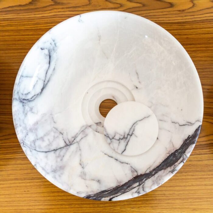 Newyork White Marble Round Sink NTRVS23 D15.5 H4