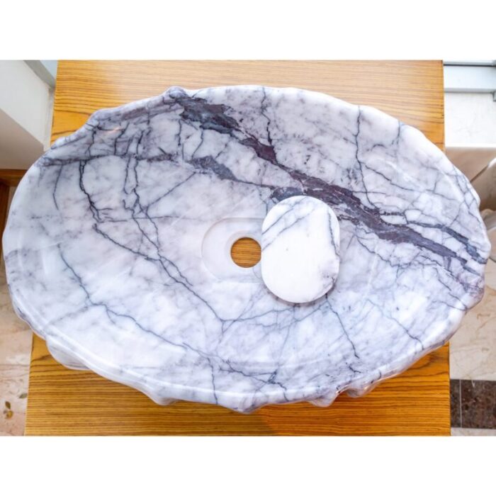 Newyork White Marble Vessel Sink NTRVS09 W16 L26 H5 top view