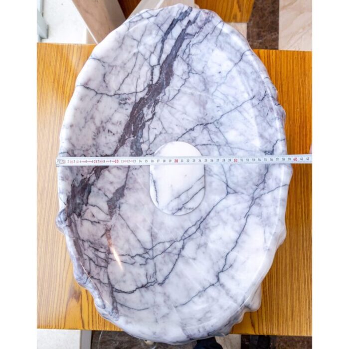 Newyork White Marble Vessel Sink NTRVS09 W16 L26 H5 width measure view