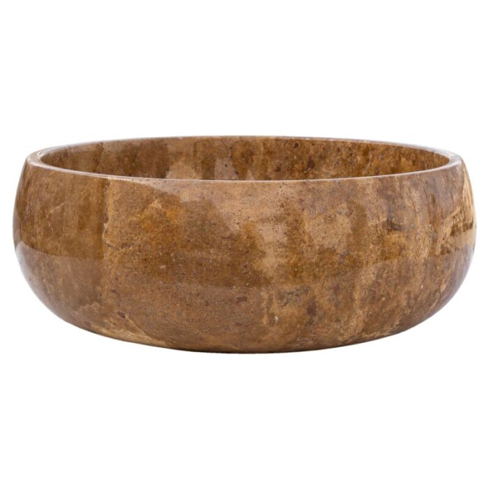 Noce Brown travertine vessel sink polished EGENP166 D 16 H6 side view product shot