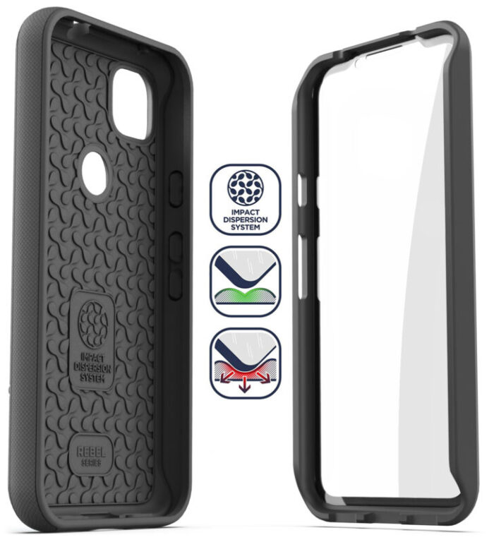 Pixel 4a Case with Screen Protector Rebel ShieldBlack Black RS122BK 6 1