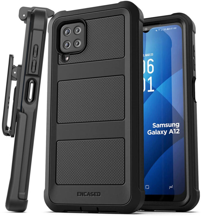 Samsung Galaxy A12 Falcon Shield Case With Belt Clip Holster Back FS149BKHL