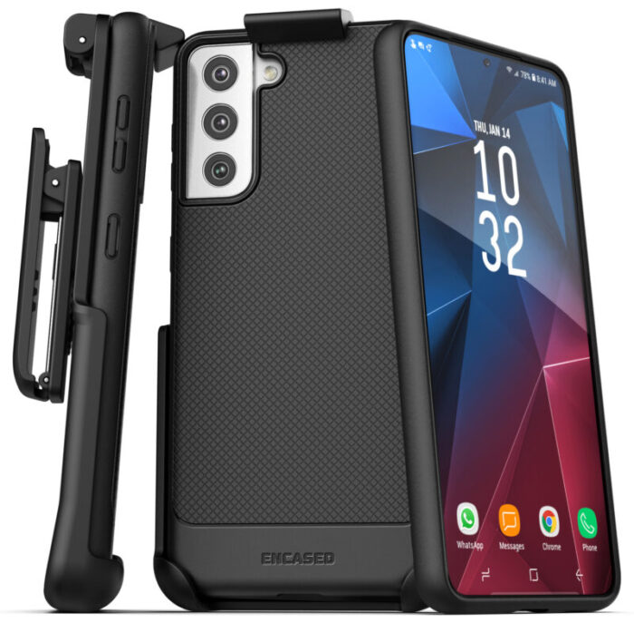 Samsung Galaxy S21 FE Thin Armor Case With Belt Clip Holster Back TA172BKHL