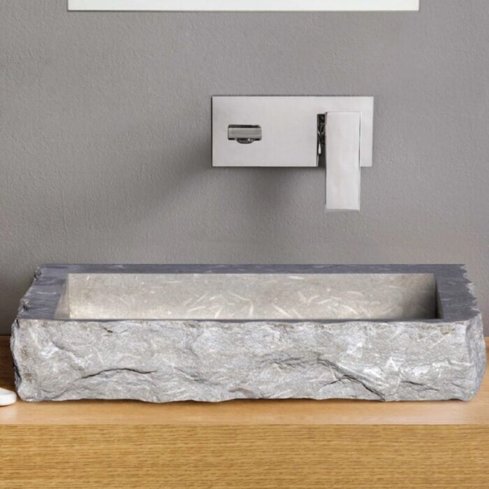 Seagrass Fossil Limestone Farmhouse Sink split face NTRSTC33 W18 L21.5 H4 bathroom