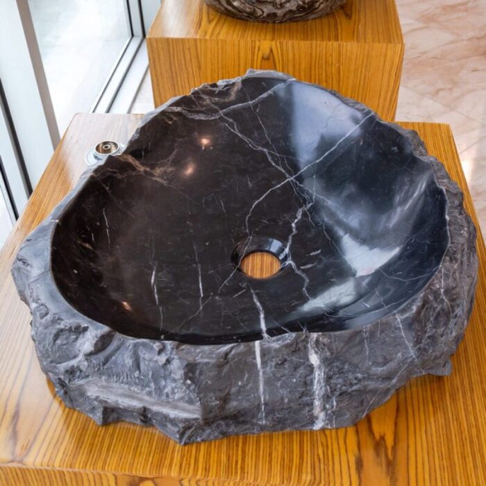 Toros Black Marble Rustic Vessel Sink NTRVS08 random size angle view1