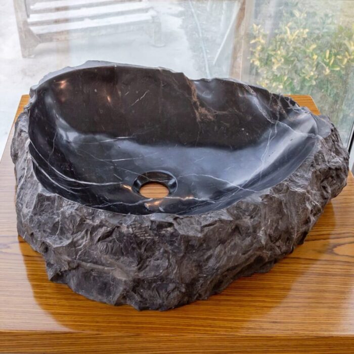 Toros Black Marble Rustic Vessel Sink NTRVS08 random size angle view2