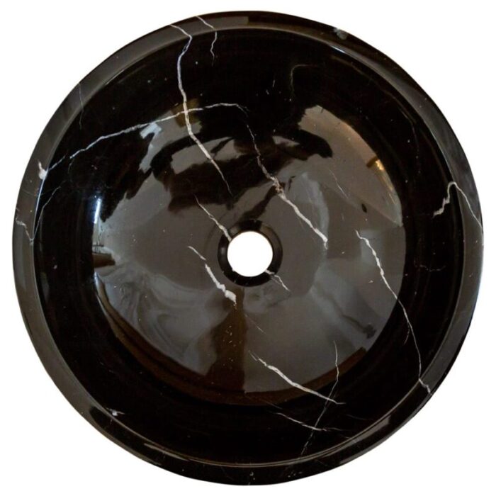 Toros Black Marble Vessel Sink rough exterior NTRVS24 D16 H6 top product view