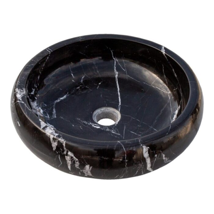 Toros Black marble vessel sink polished EGETBVP165 D 16 H6 angle view2