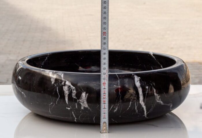 Toros Black marble vessel sink polished EGETBVP165 D 16 H6 height measure view