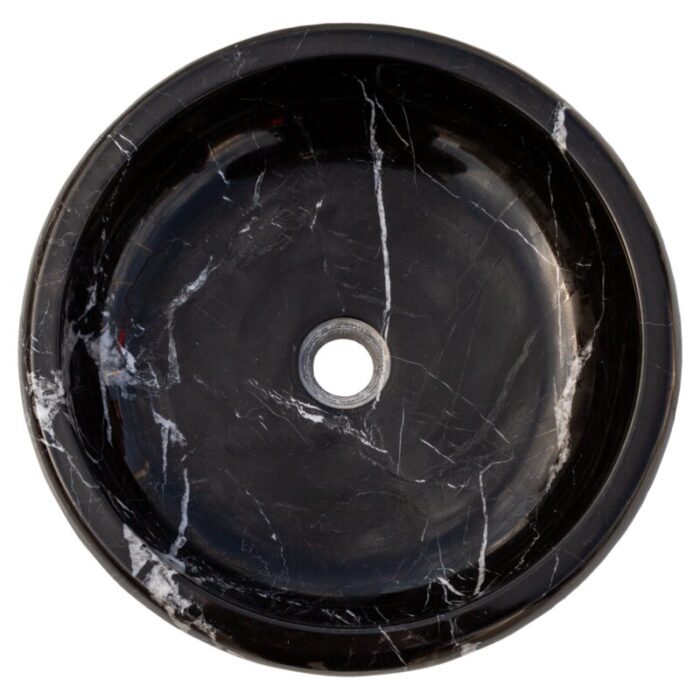 Toros Black marble vessel sink polished EGETBVP165 D 16 H6 top view2