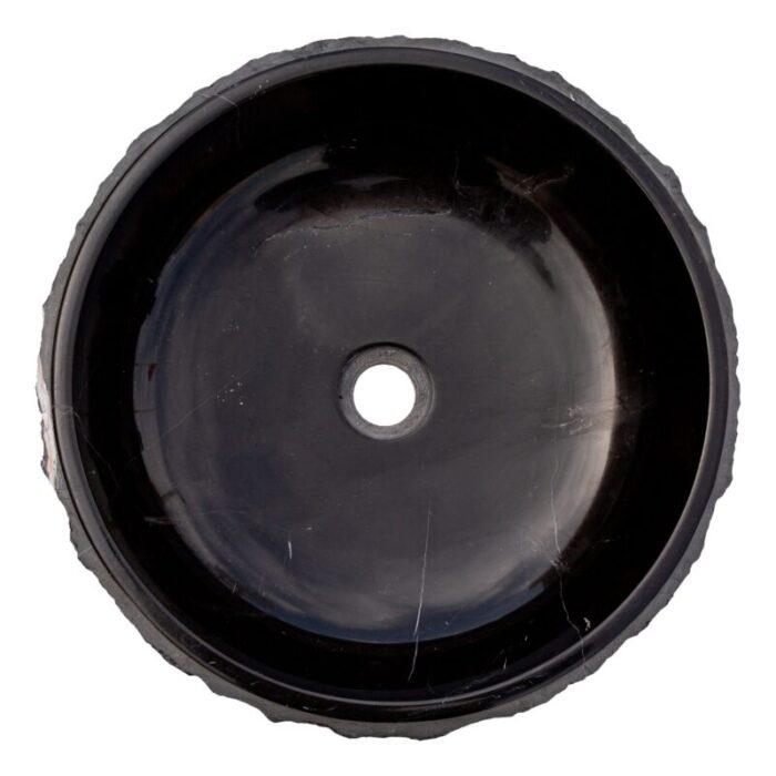 Toros black marble bathroom vessel sink polished inside combed outside EGENTBM1675 D 16 H5 top product shot