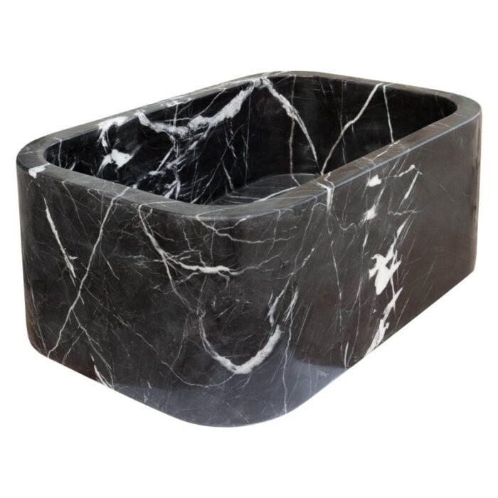 Toros black marble rectangular wall mount sink 12inch 18inch bathroom sink polished angle view