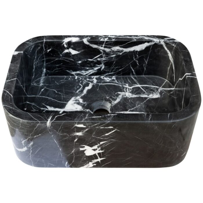 Toros black marble rectangular wall mount sink 12inch 18inch bathroom sink polished angle view2