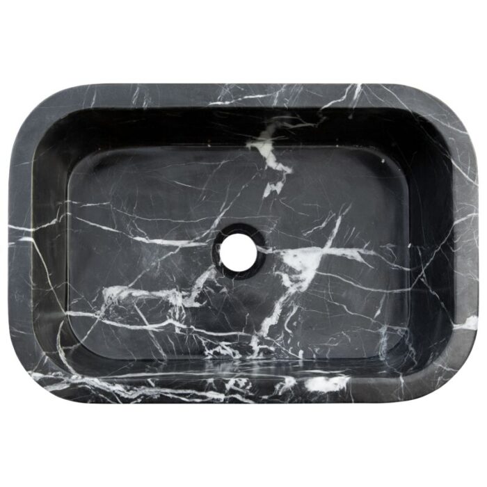 Toros black marble rectangular wall mount sink 12inch 18inch bathroom sink polished top view