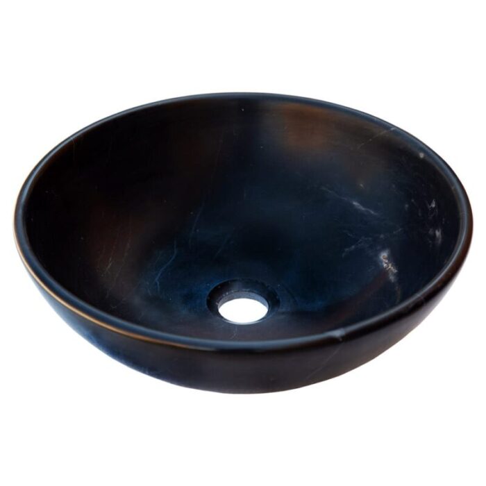 Toros black marble round vessel sink NTRSTC01 D16 H6 angle view