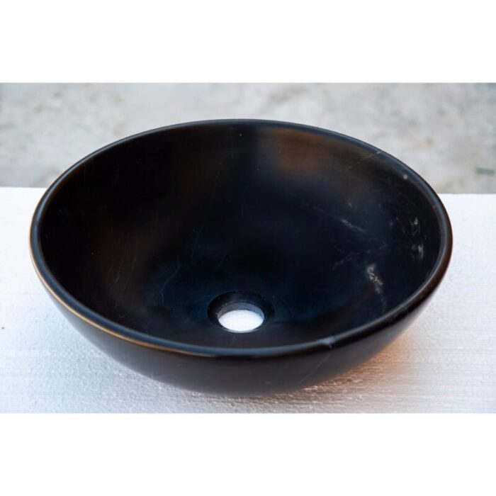 Toros black marble round vessel sink NTRSTC01 D16 H6 angle view2