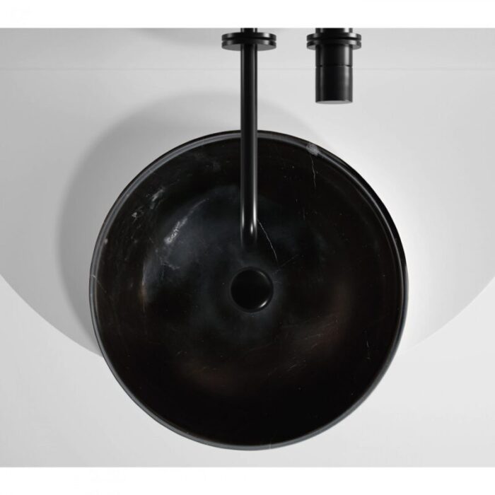 Toros black marble round vessel sink NTRSTC01 D16 H6 bathroom top view