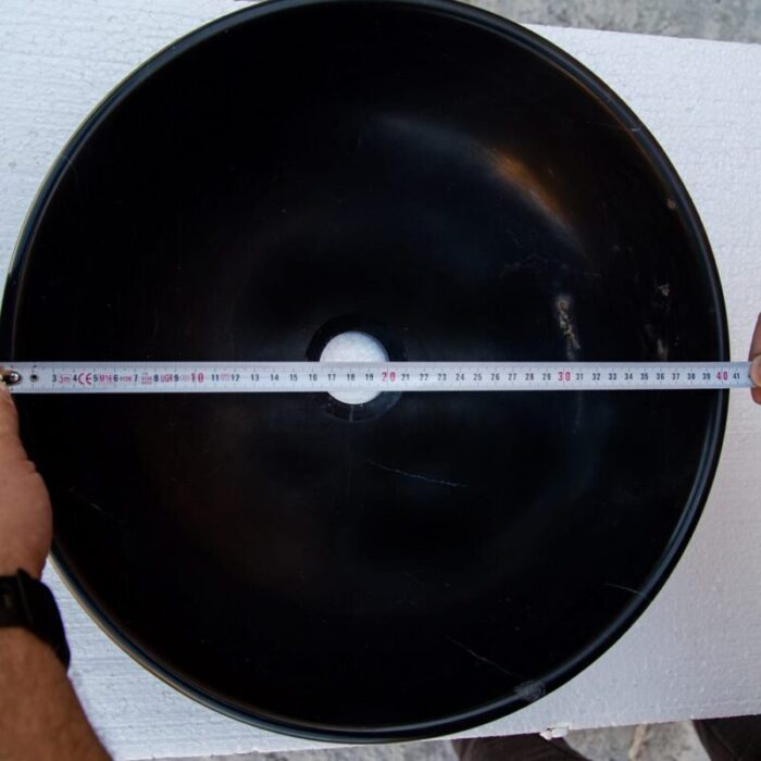 Toros black marble round vessel sink NTRSTC01 D16 H6 diameter measure view