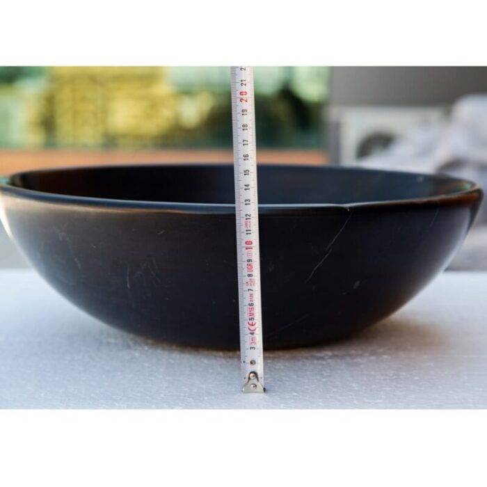 Toros black marble round vessel sink NTRSTC01 D16 H6 height measure view