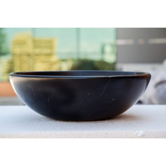 Toros black marble round vessel sink NTRSTC01 D16 H6 side view