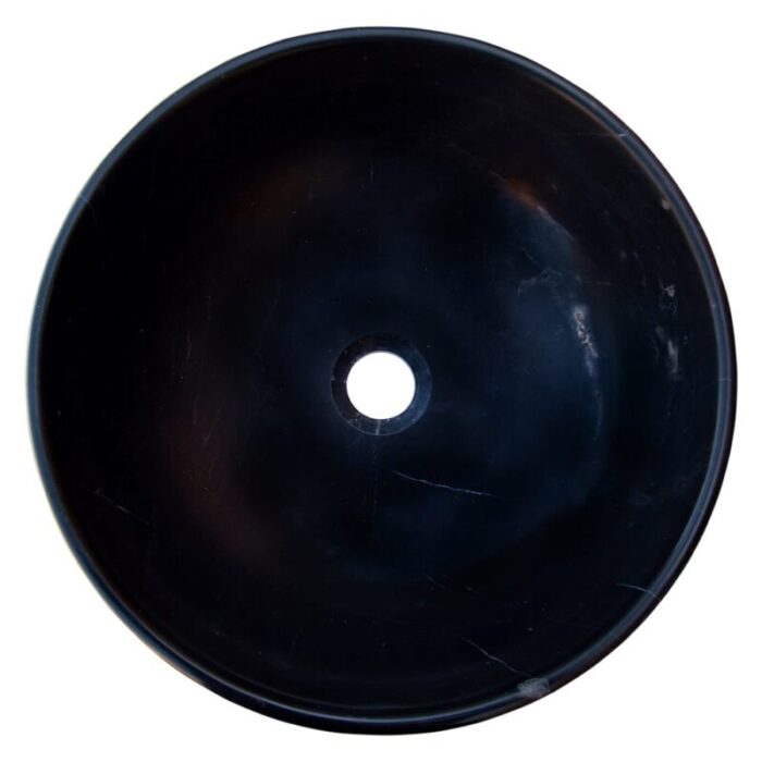 Toros black marble round vessel sink NTRSTC01 D16 H6 top view