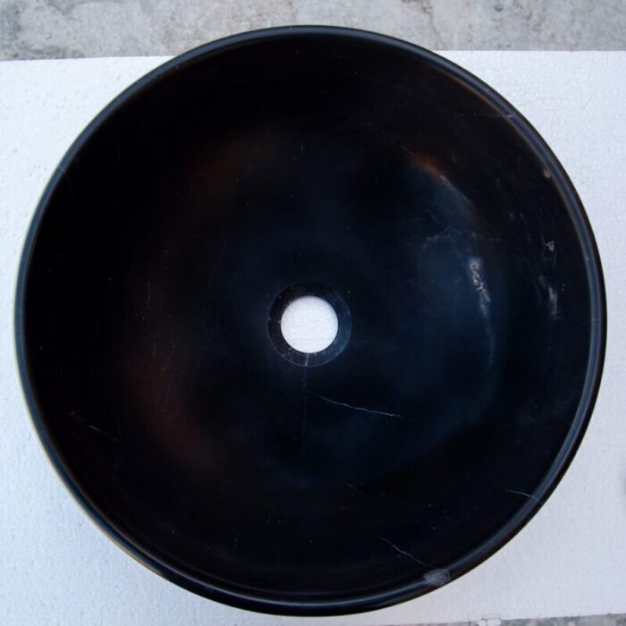 Toros black marble round vessel sink NTRSTC01 D16 H6 top view2