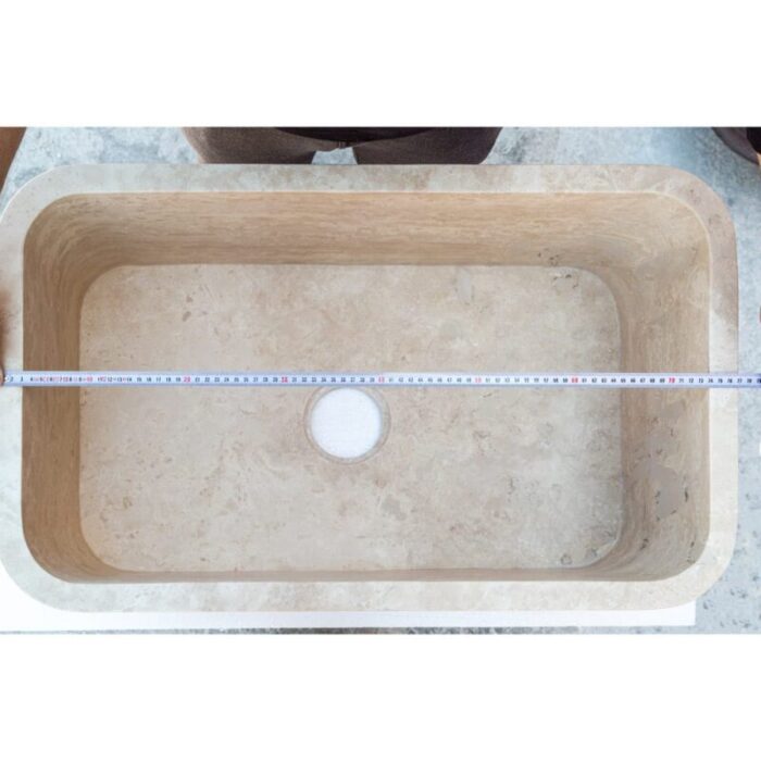 Troia light travertine farm sink NTRSTC13 W18 L30 H10 length measure view