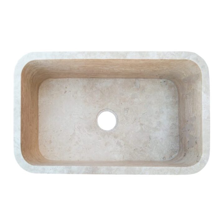 Troia light travertine farm sink NTRSTC13 W18 L30 H10 top view