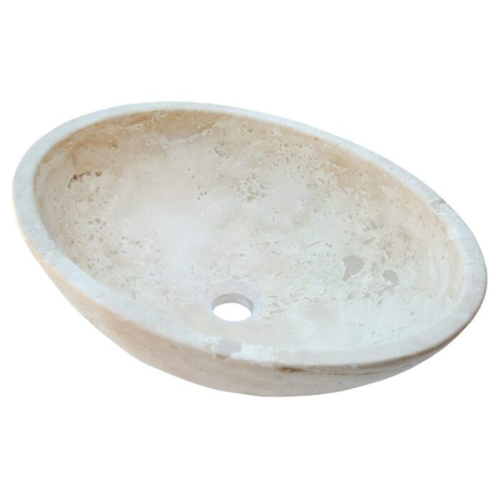 Troia light travertine oval vessel sink NTRSTC06 W16 L21 H6 angle1 view