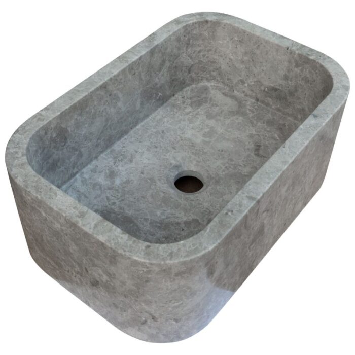 Tundra gray marble rectangular wall mount sink 12inch 18inch bathroom sink polished angle corner view