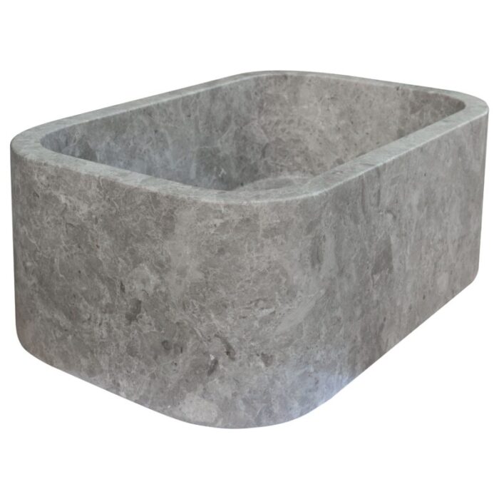 Tundra gray marble rectangular wall mount sink 12inch 18inch bathroom sink polished corner side view